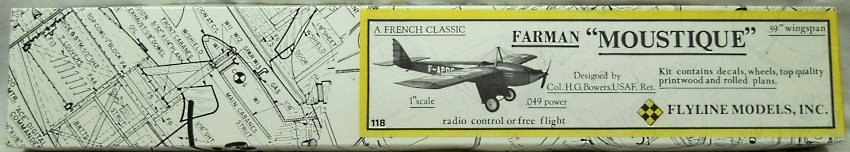 Flyline Models 1/12 Farman Moustique - 39 Inch Wingspan Scale R/C Or Free Flight, 118 plastic model kit